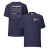 Summit Series Scafell Pike T-Shirt in Heather Midnight Navy, back and front view on the marled fabric