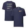 Summit Series Snowdon T-Shirt in Heather Midnight Navy, back and front view on the marled fabric