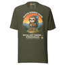 Sloth Hiking Club: Hilltop T-Shirt in Military Green, full front view with the printed neck label