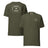 Drone Pilot T-shirt in Military Green, back and front, with the off-white stencil patch print on the back and left chest