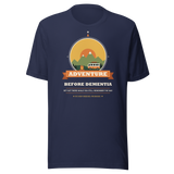 Adventure Before Dementia Campervan T-Shirt in Navy, full front view of the shirt