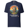 Sloth Hiking Club: Hilltop T-Shirt in Navy, full front view with the printed neck label