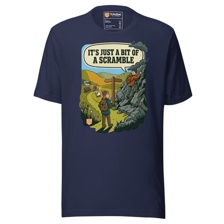 It's Just a Bit of a Scramble T-Shirt in Navy, front view