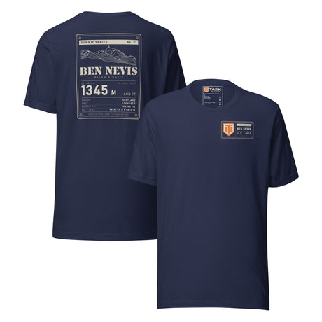 Summit Series Ben Nevis T-Shirt in Navy, back and front view
