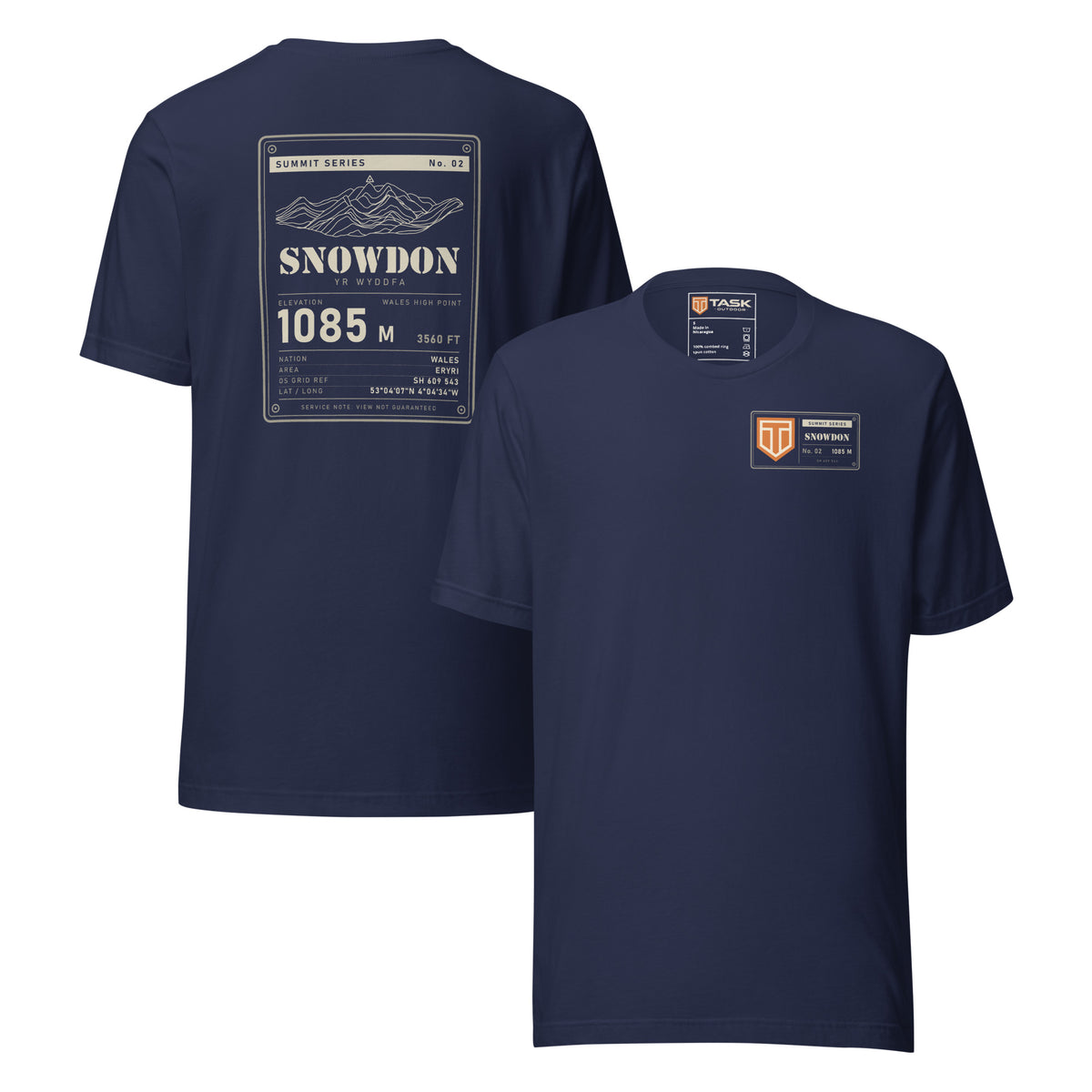 Summit Series Snowdon T-Shirt in Navy, back and front view
