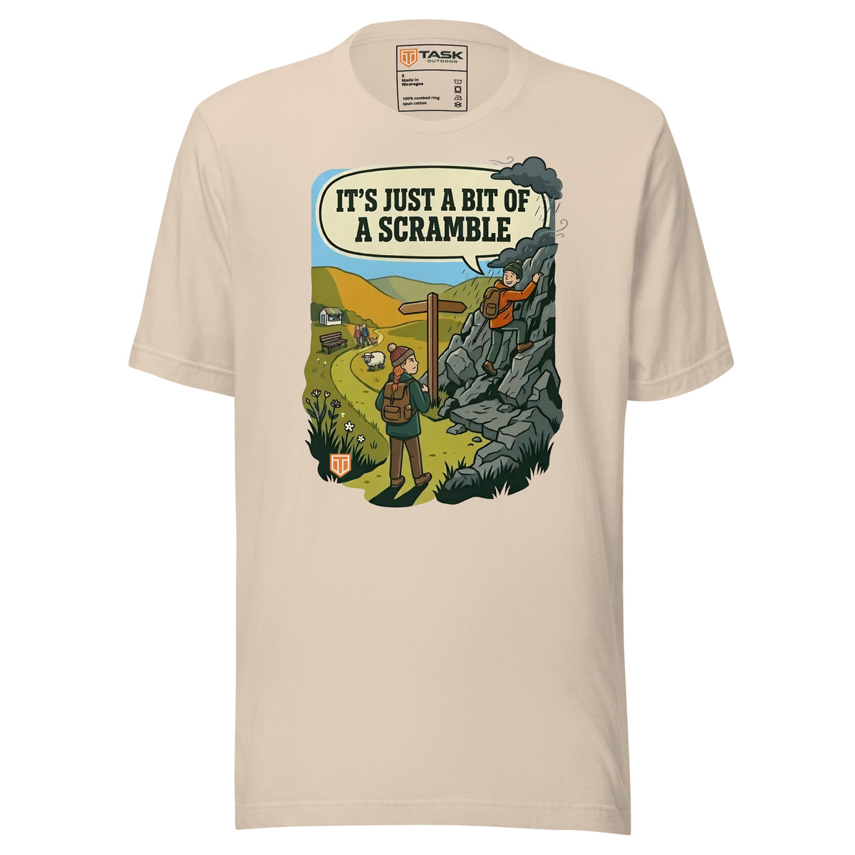 It's Just a Bit of a Scramble T-Shirt in Soft Cream, front view