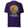 Sloth Hiking Club: Walking T-Shirt in Team Purple, full front view with the printed neck label
