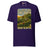 It's Just Over the Brow T-Shirt in Team Purple, full front view with the printed neck label