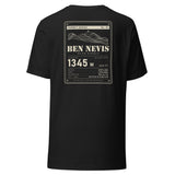 Summit Series Ben Nevis T-Shirt in Vintage Black, full back view of the Ben Nevis 1345 m data-plate print