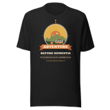 Adventure Before Dementia Campervan T-Shirt in Vintage Black, full front view of the shirt