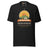 Adventure Before Dementia Camping T-Shirt in Vintage Black, front view with the tent, campfire and mountain compass print