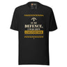 Task "In My Defence, I Was Left Unsupervised" T-shirt in Vintage Black, front view with stencil slogan print