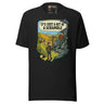 It's Just a Bit of a Scramble T-Shirt in Vintage Black, full front view with the printed neck label