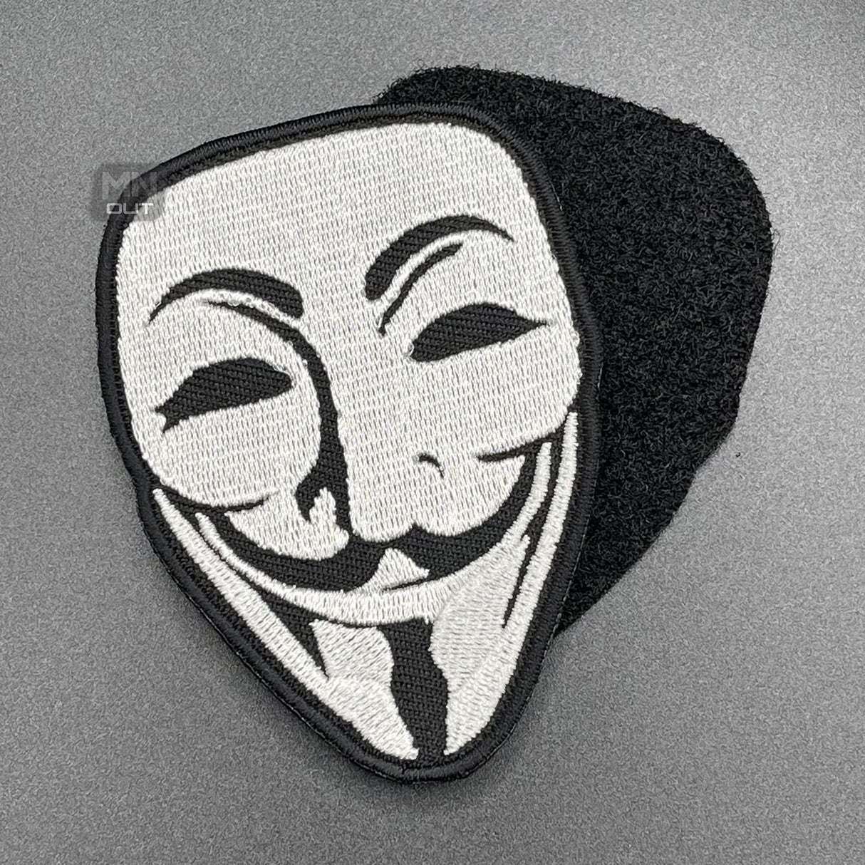 Guy Fawkes Mask Patch, Hook & Loop, 8cm