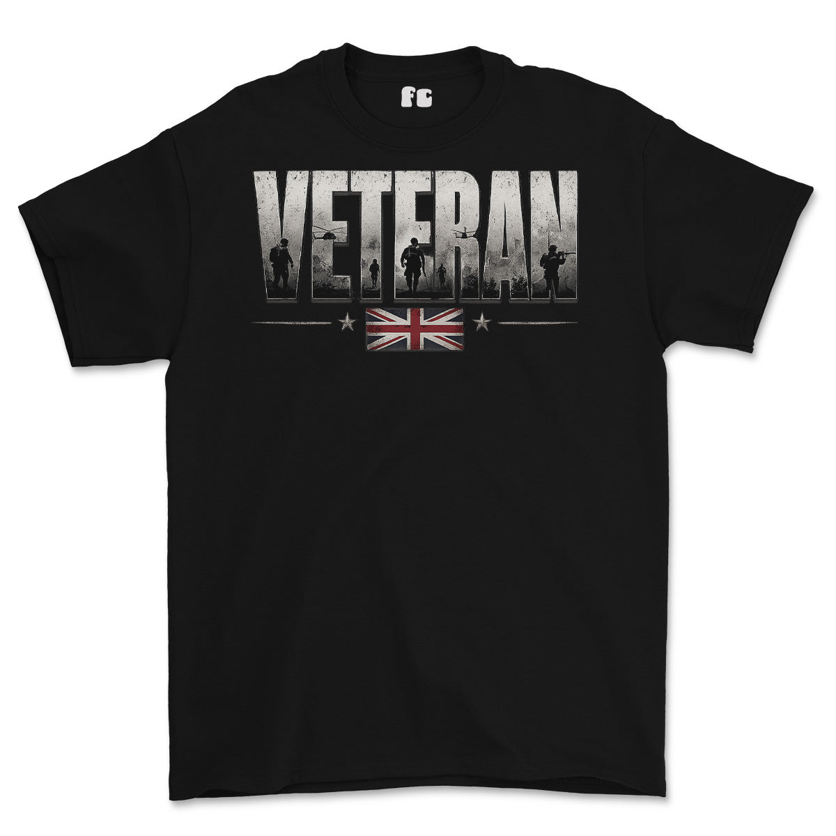 British Army Veteran Printed T-Shirt - Black
