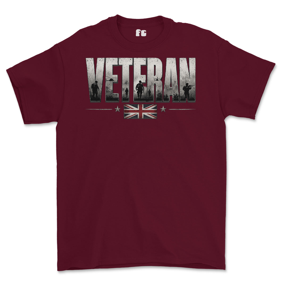 British Army Veteran Printed T-Shirt - Maroon