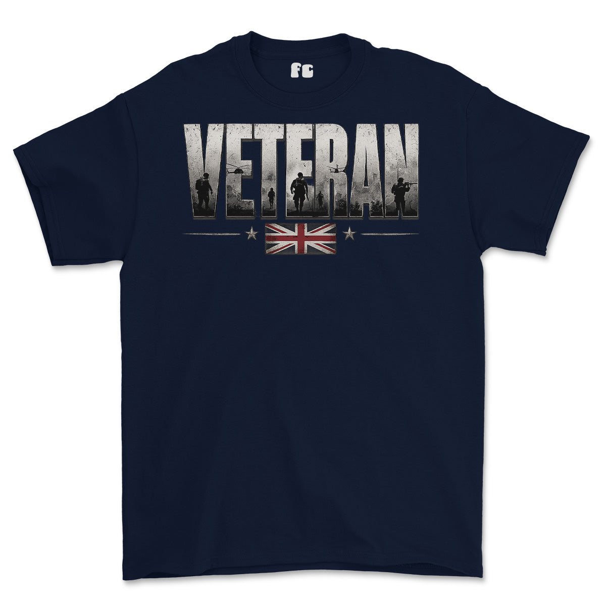 British Army Veteran Printed T-Shirt - Navy Blue