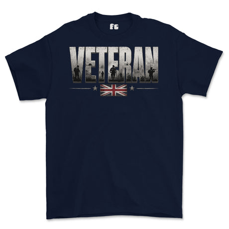 British Army Veteran Printed T-Shirt - Navy Blue