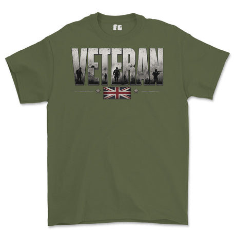 British Army Veteran Printed T-Shirt - Olive Green