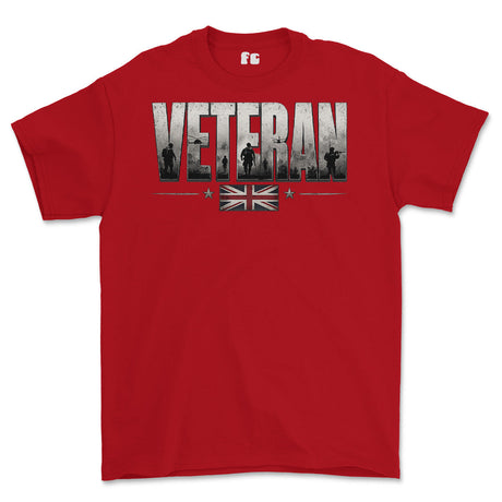 British Army Veteran Printed T-Shirt - Red
