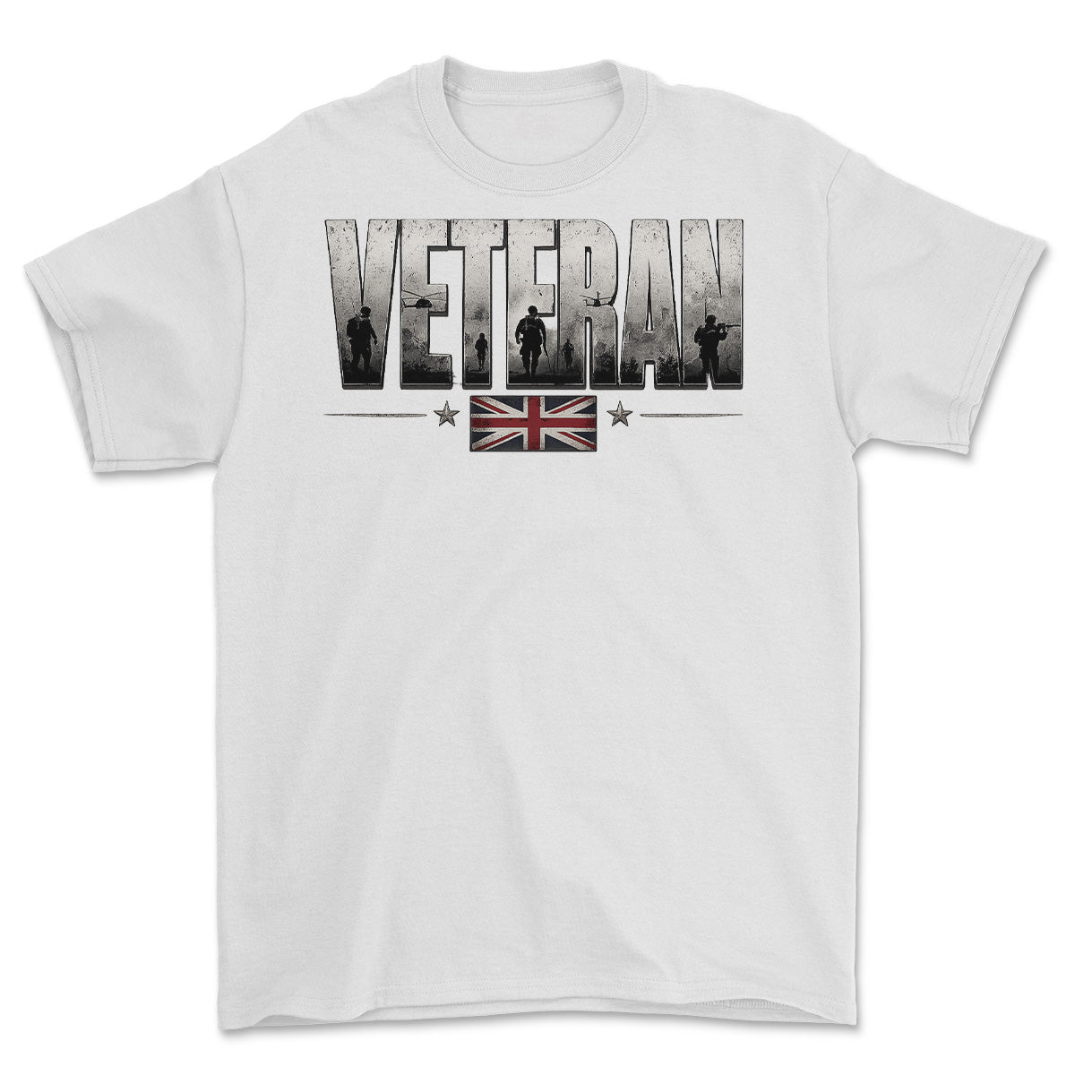 British Army Veteran Printed T-Shirt - White