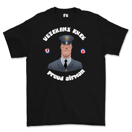 Veterans Rule 'Proud RAF Airman' Printed T-Shirt - Black