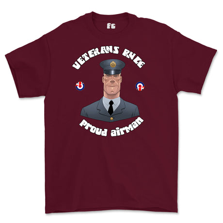 Veterans Rule 'Proud RAF Airman' Printed T-Shirt - Maroon