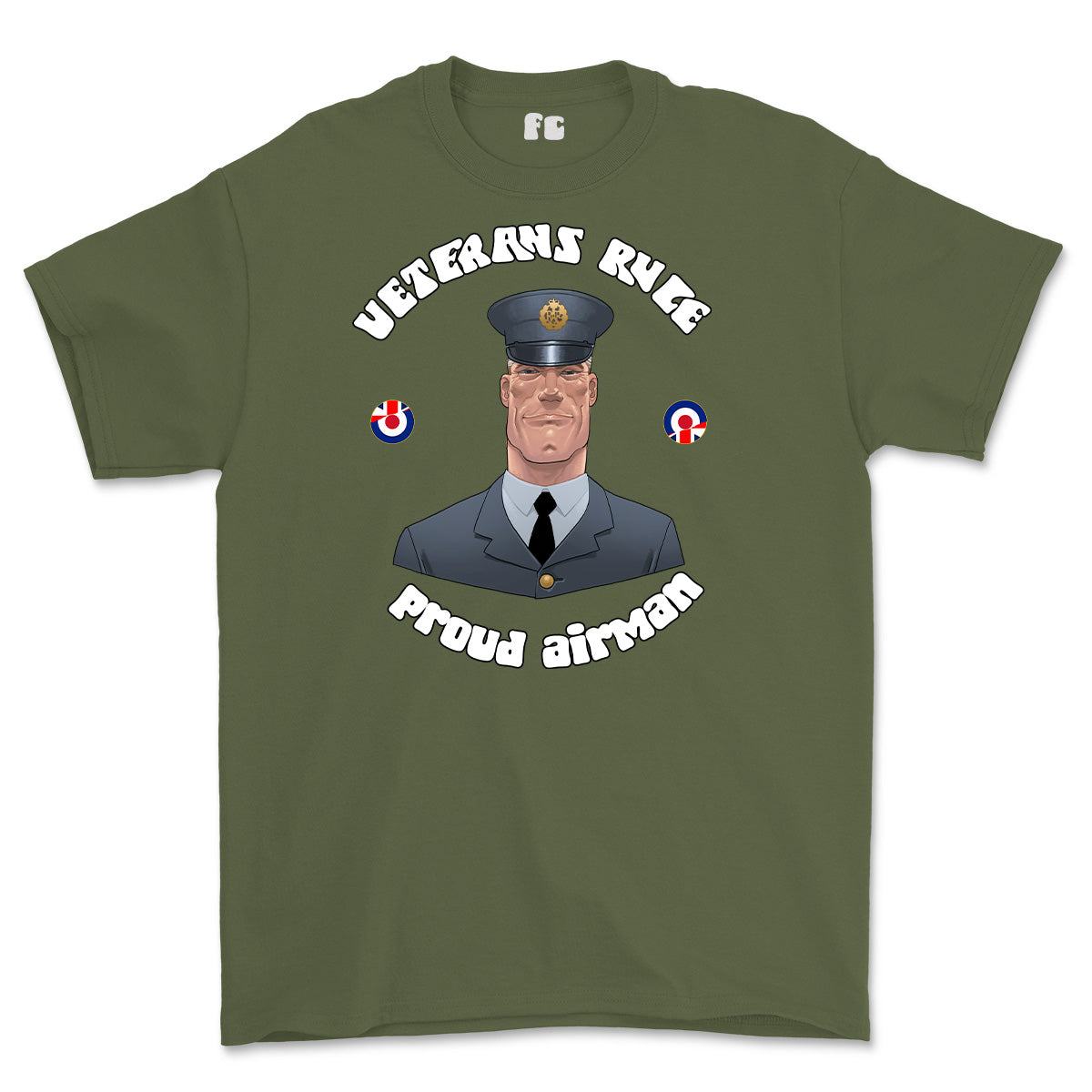 Veterans Rule 'Proud RAF Airman' Printed T-Shirt - Olive Green