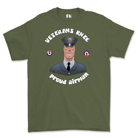 Veterans Rule 'Proud RAF Airman' Printed T-Shirt - Olive Green