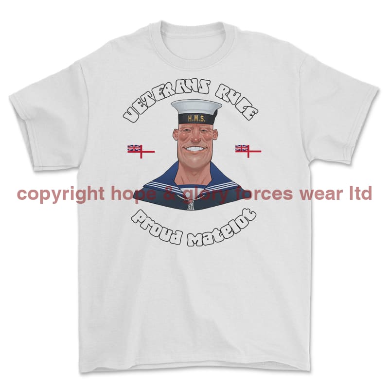 Veterans Rule 'Proud Matelot' Printed T-Shirt - White