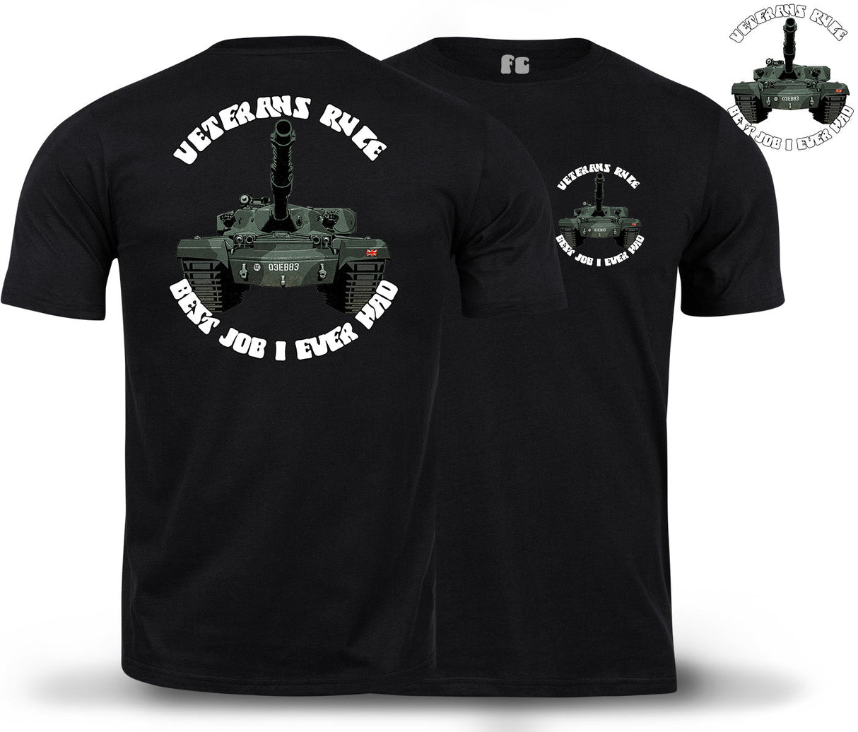 Chieftain Tank Veterans Rule Double Print T-Shirt - Black