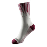 Stride North East Performance Running Socks in Violet Velocity from the side on white background
