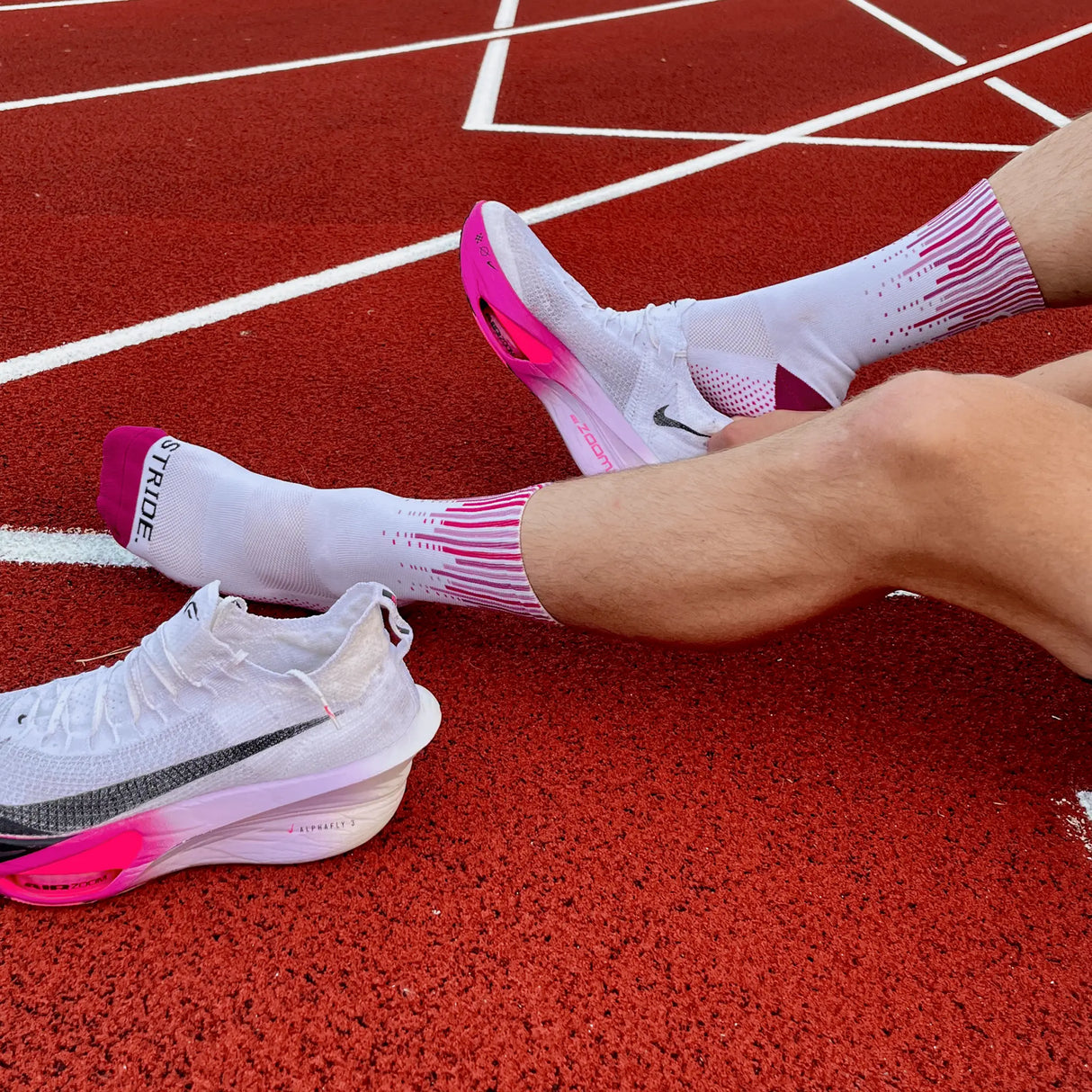 Stride North East Performance Running Socks in Violet Velocity for racing, track