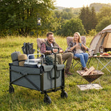 Outsunny 81L Festival Trolley on Wheels - Grey compact folded size