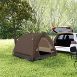 Outsunny 3-4 Person Camping Tent - Brown & Khaki packed in carry bag