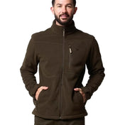 Jack Pyke Waterproof Fleece Jacket in Dark Olive - model front view outdoors