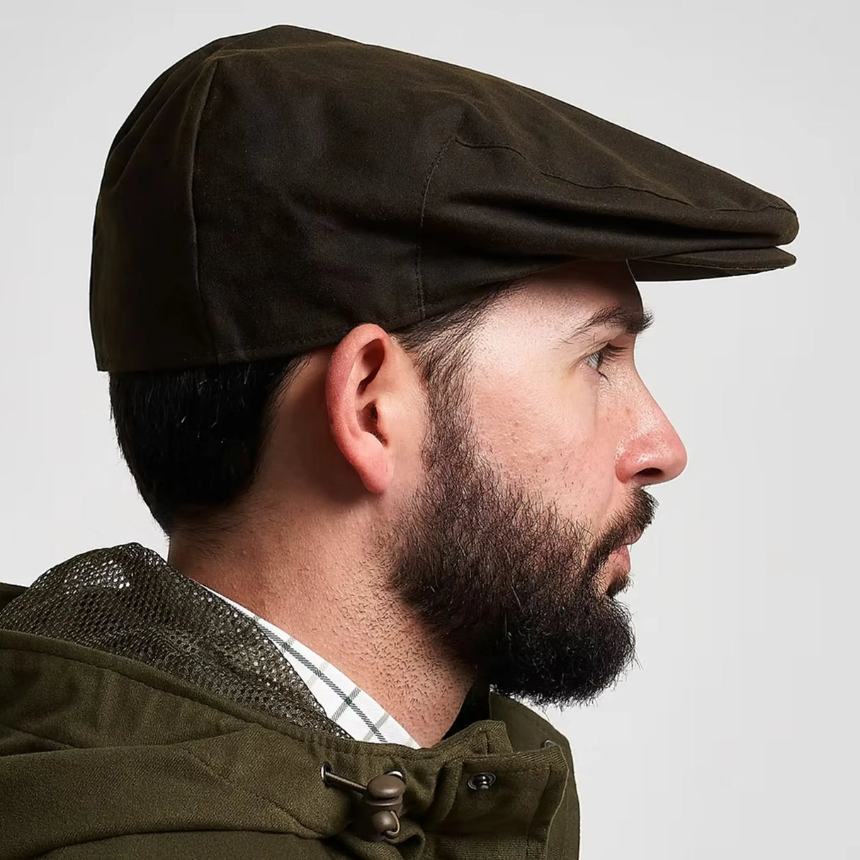 Jack Pyke Wax Flat Cap from the side on white background