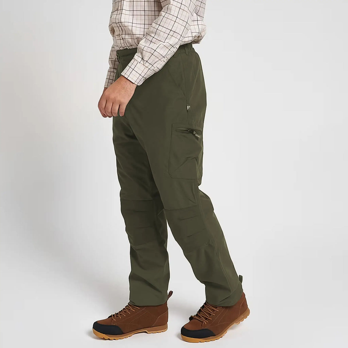 Jack Pyke Weardale Waterproof Trousers in green from the front left on white background