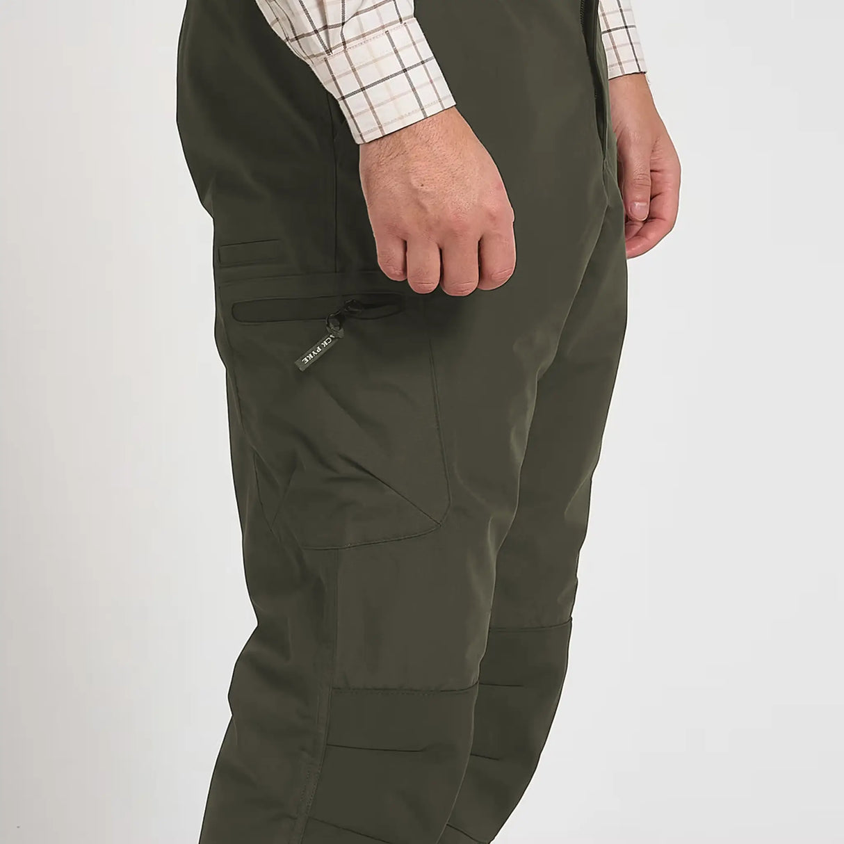 Jack Pyke Weardale Waterproof Trousers in green from the side on white background