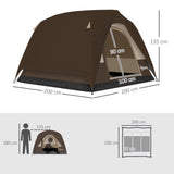 Outsunny 3-4 Person Camping Tent - Brown & Khaki side profile