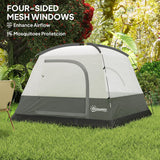 Outsunny 3-4 Person Camping Tent - Orange & Grey storage pocket detail
