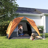 Outsunny 3-4 Person Camping Tent - Orange & Grey alternate front angle