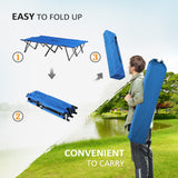 Outsunny Double Camping Cot Bed - Blue folded profile