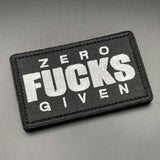 Zero F**ks Given Patch Black, Hook & Loop, 8cm | Task Outdoor