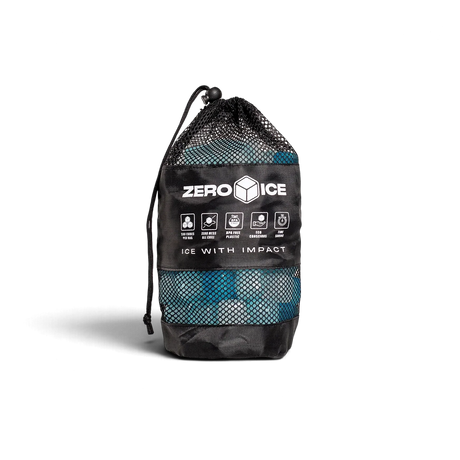 Zero Ice Reusable Cubes - Mini in their black mesh drawstring bag, label reading 100 cubes per bag
