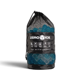 Zero Ice Reusable Cubes in their black mesh drawstring bag, blue cubes showing through the mesh