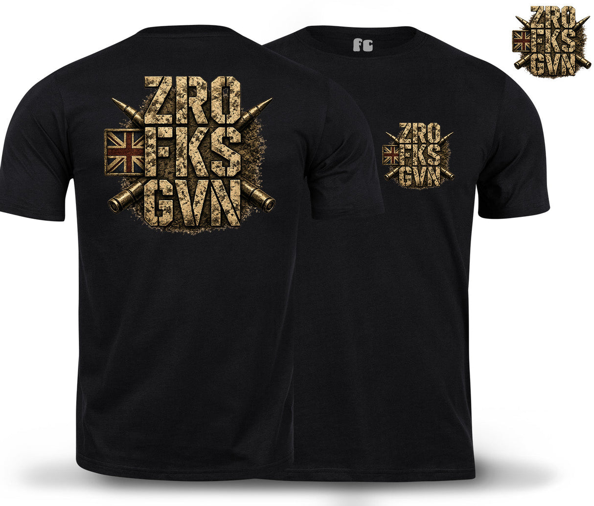 ZRO FKS GVN Double Print T-Shirt - Black