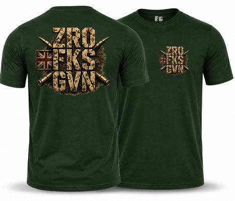 ZRO FKS GVN Double Print T-Shirt - Forest Green