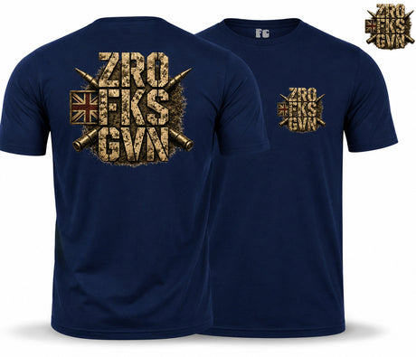 ZRO FKS GVN Double Print T-Shirt - Navy Blue
