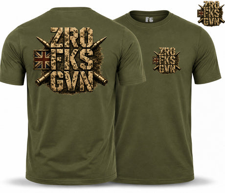 ZRO FKS GVN Double Print T-Shirt - Olive Green